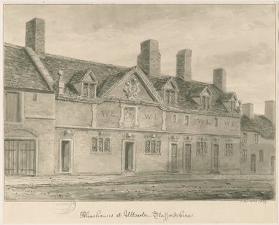 Uttoxeter Town - Ospizi: disegno a lavaggio seppia, 1839 da John Buckler