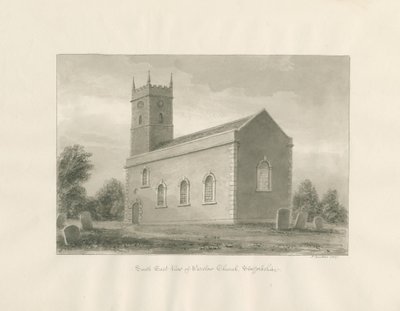 Chiesa di Warslow: disegno a seppia da John Buckler