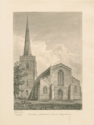 Chiesa di Wolstanton: disegno a seppia da John Buckler