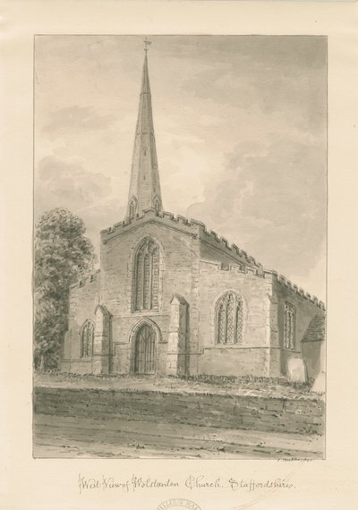 Chiesa di Wolstanton: disegno a seppia da John Buckler