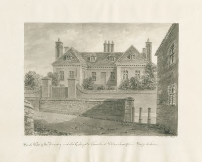 Wolverhampton - La Casa del Decano: disegno seppia, 1845 da John Buckler