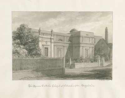 Wolverhampton - La Cappella Cattolica Romana: disegno a seppia da John Buckler