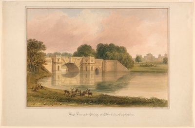 Vista occidentale del ponte a Blenheim, Oxfordshire da John Buckler, F.S.A.
