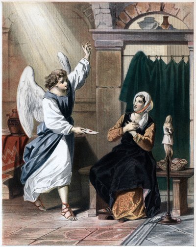 Angelo che porta una lettera da Dio a Christiana, c1850 da John Bunyan Bristol