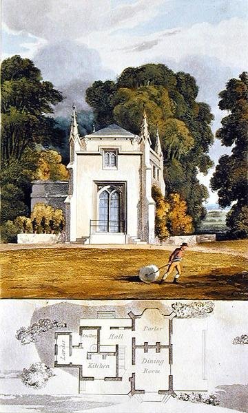 Cottage gotico, da Repository of Arts di Ackermann da John Buonarotti Papworth