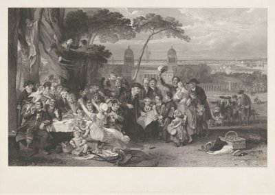 Compagnia festante in un parco celebra la vittoria di Trafalgar da John Burnet