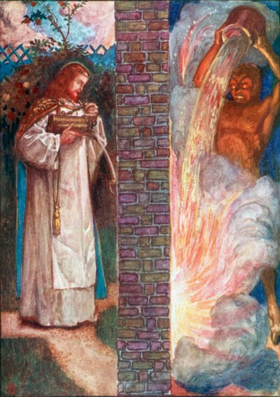 Cristo e il diavolo (litografia a colori) da John Byam Liston Shaw