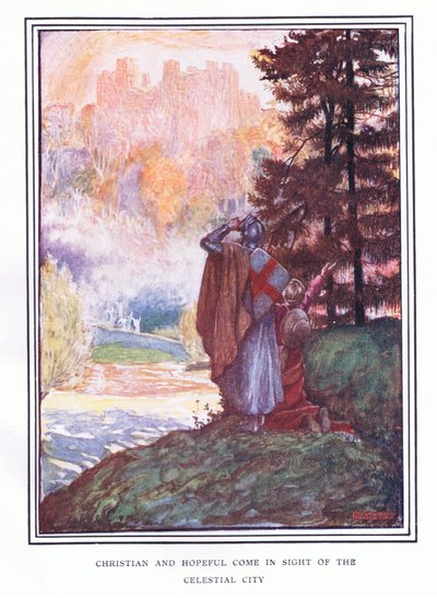 Cristiano e speranzoso vedono la città celeste da John Byam Liston Shaw