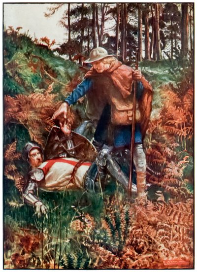 Fedele aiuta Cristiano dopo la sua caduta da Il pellegrinaggio del cristiano da questo mondo a quello che verrà di John Bunyan (1628-1688) Illustrazione di Byam Shaw (1872-1919) da John Byam Liston Shaw