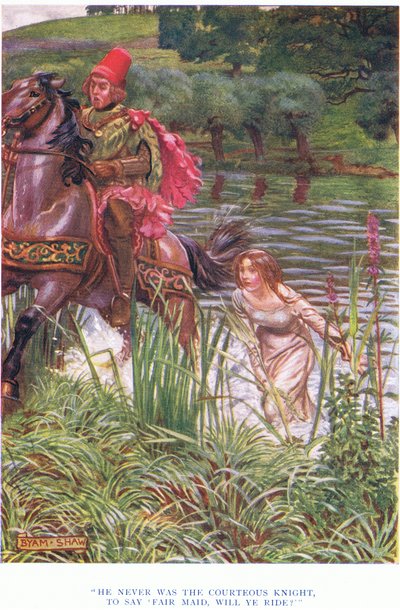 Non è mai stato il cavaliere cortese, per dire, bella fanciulla vuoi cavalcare, 1928 da John Byam Liston Shaw