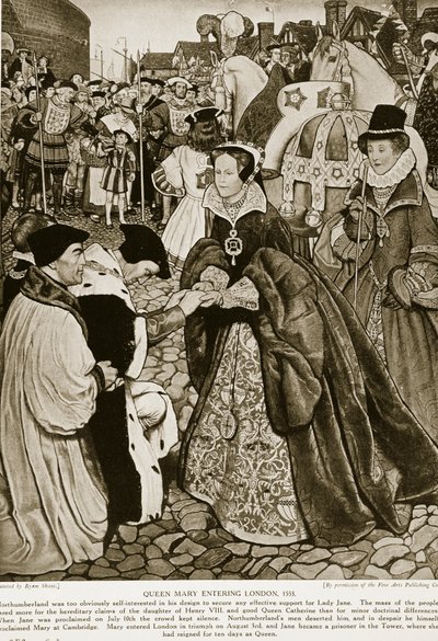 La regina Maria entra a Londra, 1553, illustrazione da 