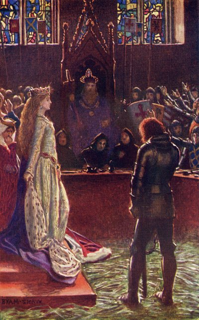 La dama di Sir Lanval fa appello ai giudici, illustrazione da 