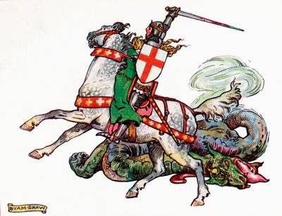 San Giorgio e il Drago, illustrazione dal libro per bambini della Principessa Marie-José, pubblicato 1916 da John Byam Liston Shaw