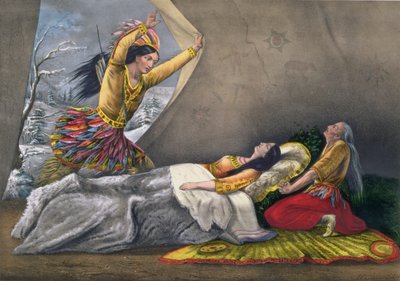 La morte di Minnehaha, inciso e pub. da Currier e Ives, 1867 da John Cameron