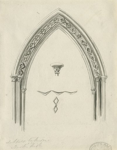 Interno della Cattedrale di Lichfield - Arco nel Corridoio Nord da John Carter