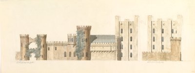 Aspetti nord di Lea Castle e aspetto ovest di Wolverly, Cookly, Worcestershire, ca. 1816 da John Carter.