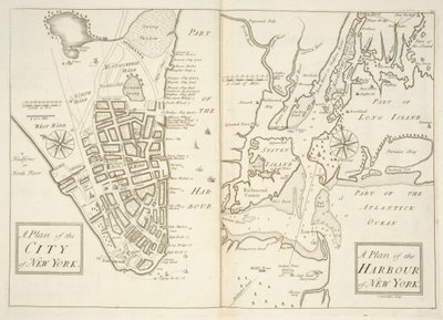 Holkham MS 109 F 41, piani della città e del porto di New York, c.1740 da John Carwitham