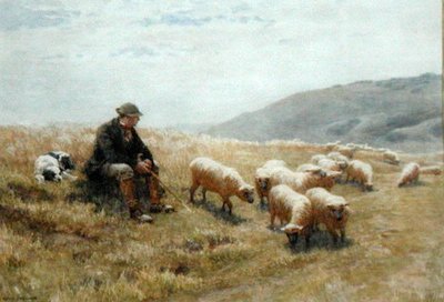 Un pastore sui South Downs, c.1900 da John Charles Dollman