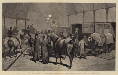 Dopo una giornata con i segugi di Sua Maestà, arrivo del treno speciale di caccia a Paddington da John Charles Dollman