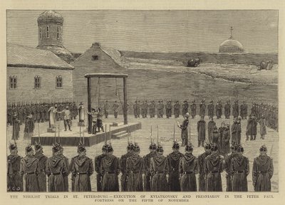 I processi dei nichilisti a San Pietroburgo, esecuzione di Kviatkovsky e Presniakov nella Fortezza di Pietro e Paolo da John Charles Dollman