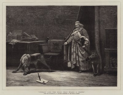 Inquieto giace il capo che porta una corona da John Charles Dollman