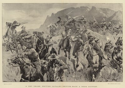 Una caccia calda, cavalleria britannica che respinge un avamposto boero da John Charlton