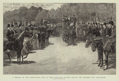 Un incontro del Four-in-Hand Club a Hyde Park, le carrozze che lasciano il Magazine per Hurlingham da John Charlton