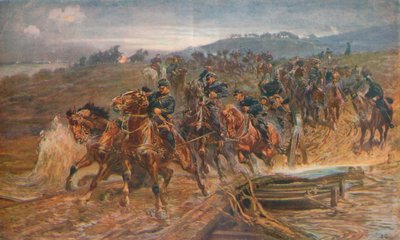 Artiglieria francese che attraversa il fiume Aisne, settembre 1914, 1915 da John Charlton