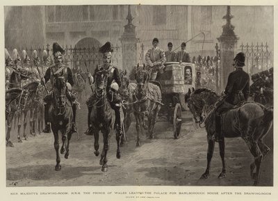 Il Salotto di Sua Maestà, S.A.R. il Principe di Galles che lascia il Palazzo per Marlborough House dopo il Salotto da John Charlton