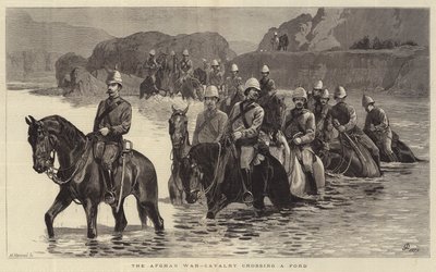 La guerra afgana, cavalleria che attraversa un guado da John Charlton