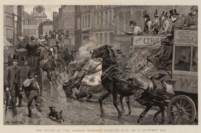 Lo stato delle strade di Londra, Ludgate Hill in un giorno scivoloso da John Charlton