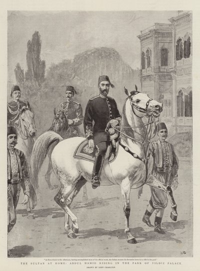 Il sultano a casa, Abdul Hamid che cavalca nel parco del Palazzo di Yildiz da John Charlton
