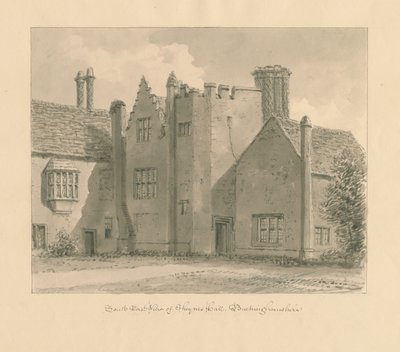 Buckinghamshire - Chenies Hall: disegno a seppia, 1824 da John Chessell Buckler