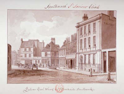 Falcon Coal Wharf, Bankside, Southwark, Londra, 1827 da John Chessell Buckler