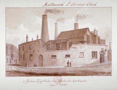 Falcon Glass Works vicino a Bankside, Southwark, Londra, 1827 da John Chessell Buckler