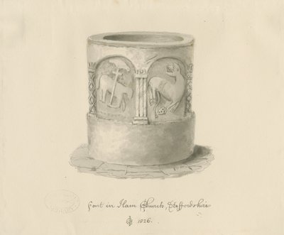Fonte nella Chiesa di Ham da John Chessell Buckler