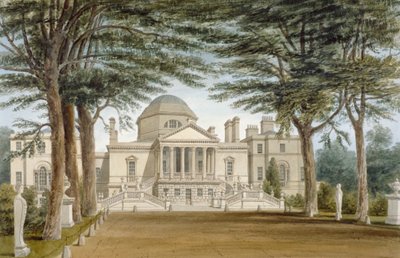 Vista frontale di Chiswick House, Chiswick, Hounslow, Londra da John Chessell Buckler