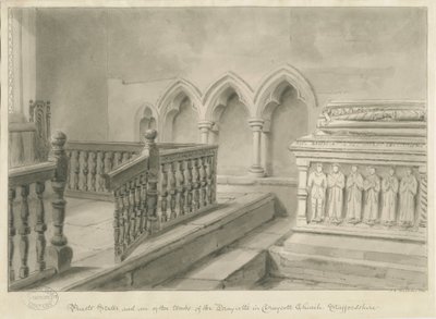 Interno della Chiesa di Draycott in the Moors da John Chessell Buckler