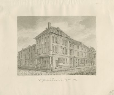 Lichfield - Luogo di nascita del Dr. Johnson: disegno a seppia da John Chessell Buckler