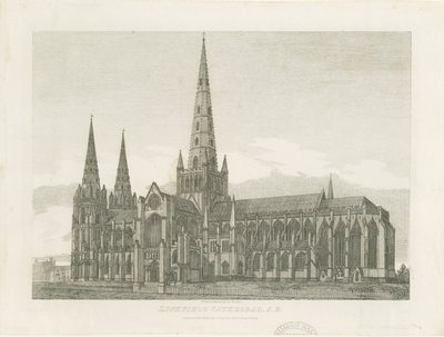 Cattedrale di Lichfield - Vista Sud-Est (incisione) da John Chessell Buckler
