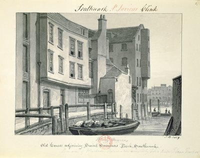 Vecchie case adiacenti al molo di St. Saviour, Southwark, 1827, da 