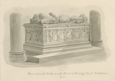 Chiesa di Penkridge - Tomba di [Sir Edward Littleton]: disegno a seppia da John Chessell Buckler
