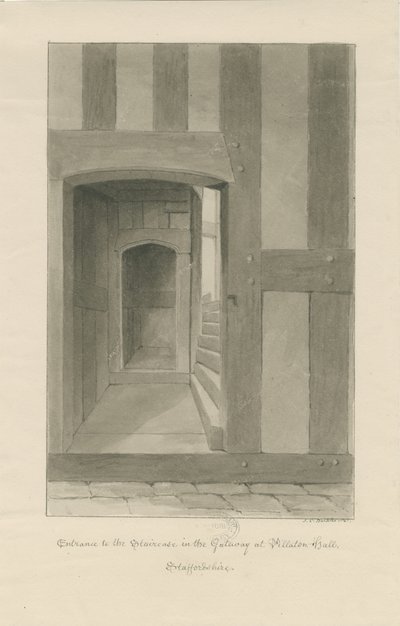 Pillaton Hall - Interno della Casa del Portiere da John Chessell Buckler