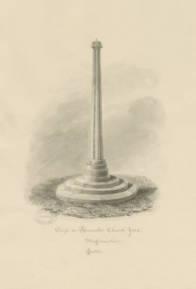 Cimitero di Rocester - Croce: disegno a seppia da John Chessell Buckler