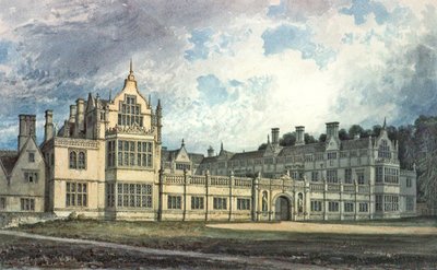 Rushton Hall, Northamptonshire: Vista dal Sud-Est da John Chessell Buckler
