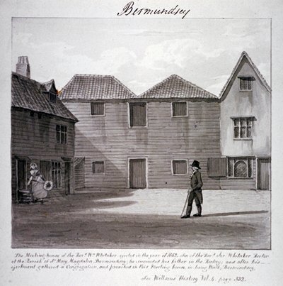 La casa di riunione del reverendo Whitaker, Long Walk, Bermondsey, Londra, 1828 da John Chessell Buckler