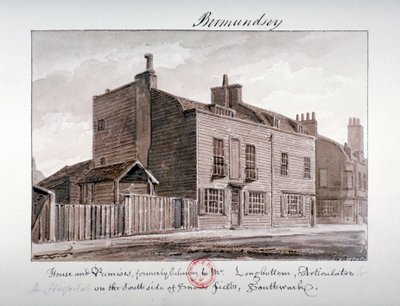 Veduta delle case sul lato sud di Snowsfields, Bermondsey, Londra, 1828 da John Chessell Buckler