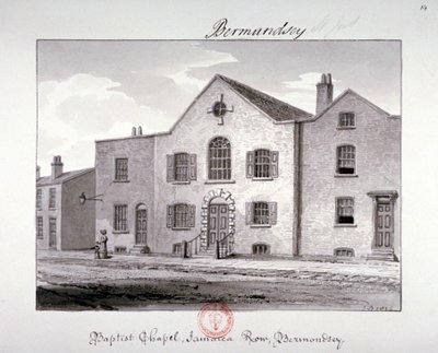 Veduta della Cappella Battista su Jamaica Row, Bermondsey, Londra, 1826 da John Chessell Buckler
