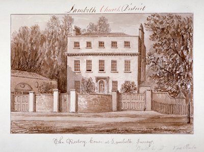 Veduta della Casa del Rettore di Santa Maria a Lambeth, Londra, 1828 da John Chessell Buckler