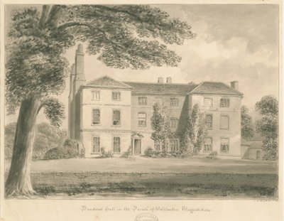 Wolstanton - Bradwell Hall: disegno a seppia da John Chessell Buckler